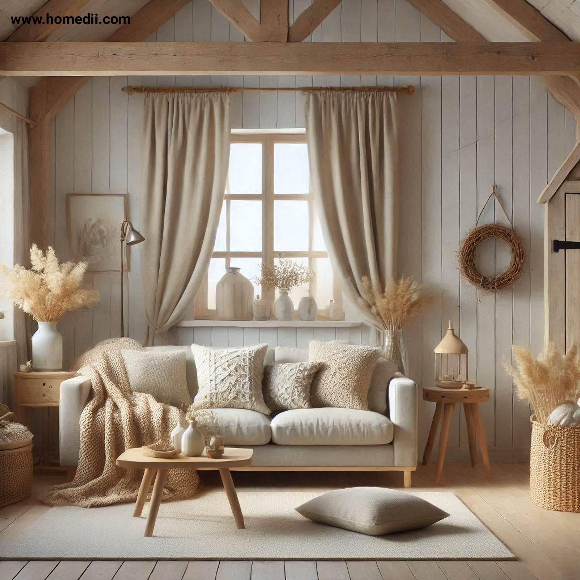 Farmhouse Living Room - Use Cozy Textiles with Knit Blankets, Linen Curtains, Throw Pillows!