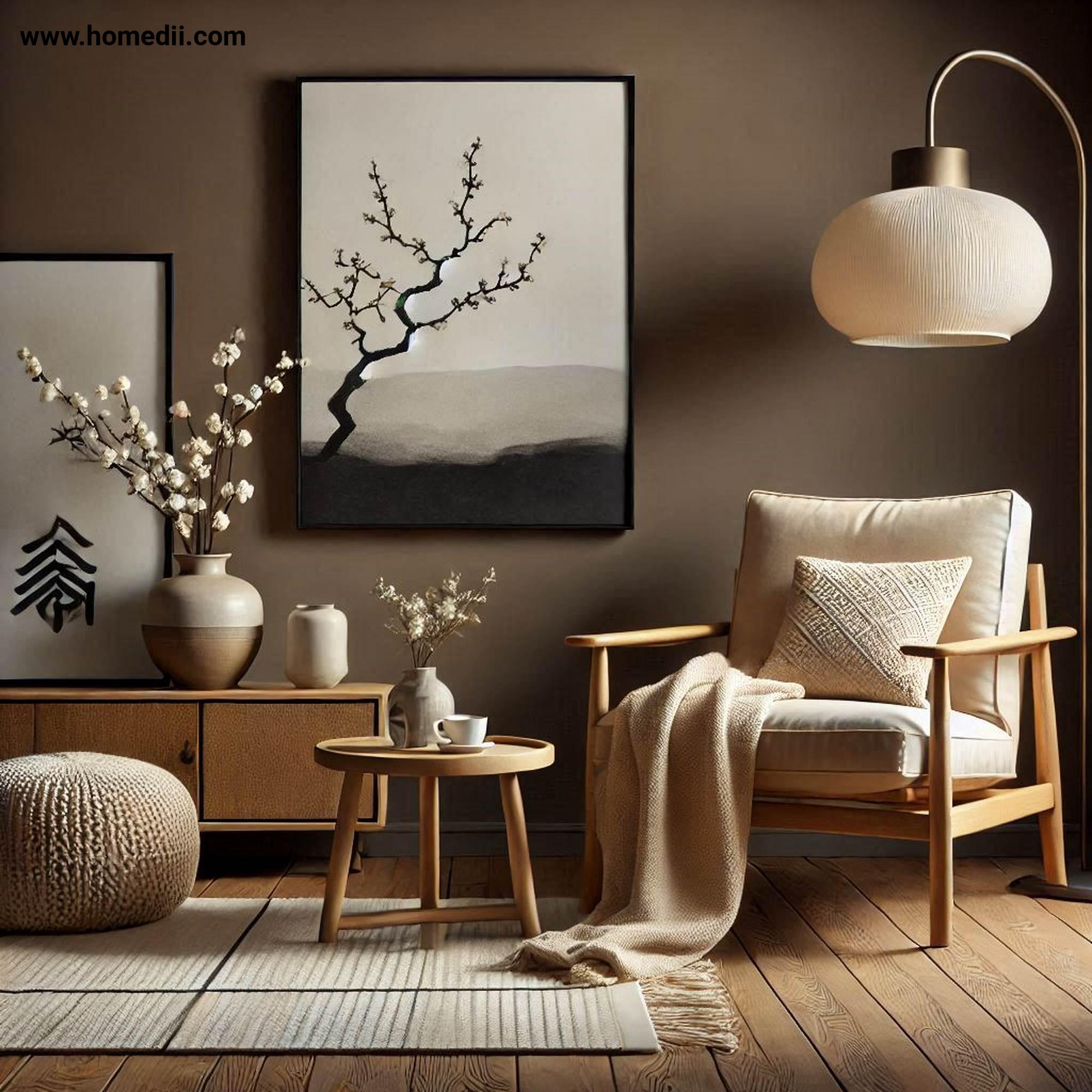 japandi living room refresh - Incorporate Cozy Nooks with Armchair, Warm Throw, Side Table!