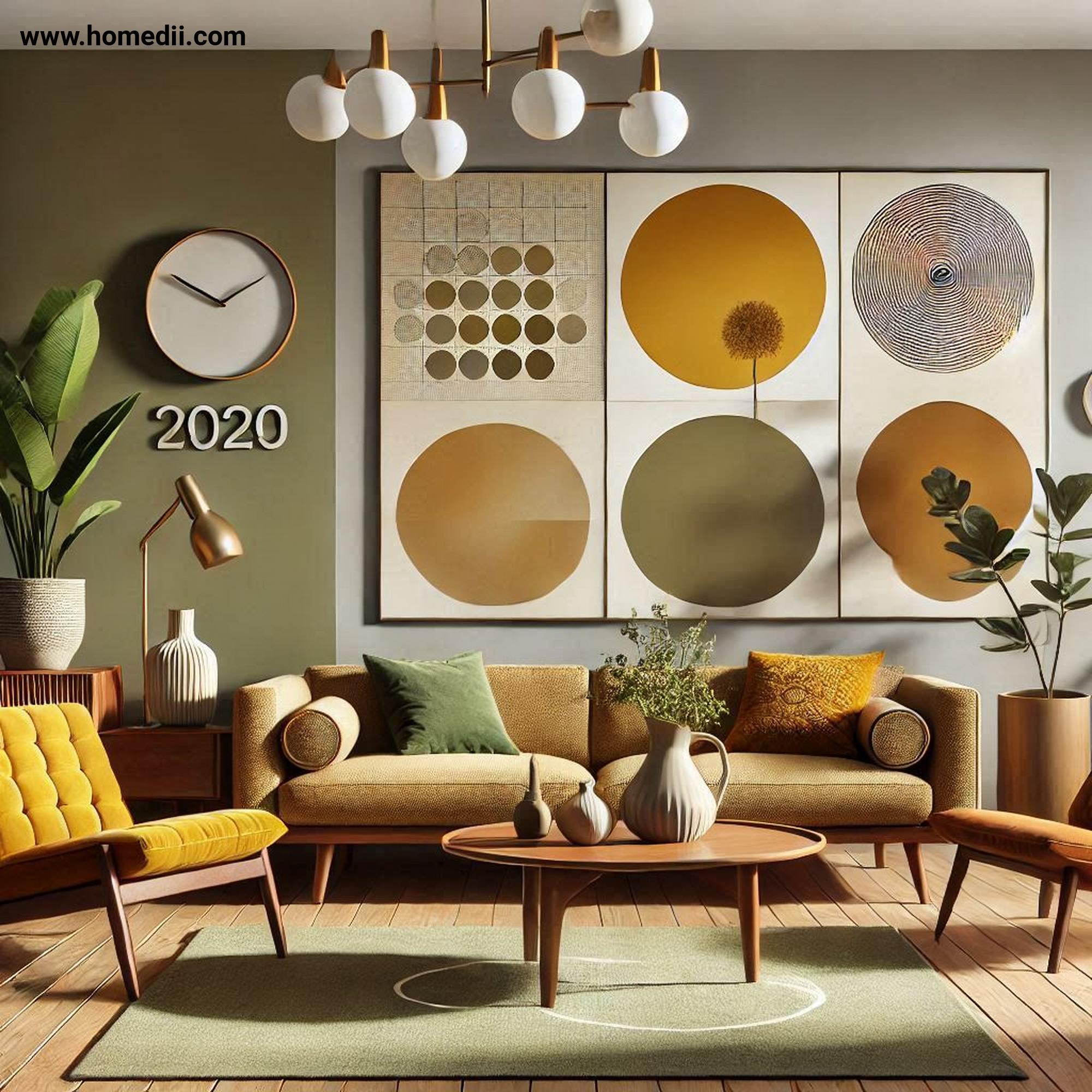 Mid Century Living Room - Choose A Muted Color Palette with Olive Green,Mustard Yellow,Warm Browns,Earthy Tones!