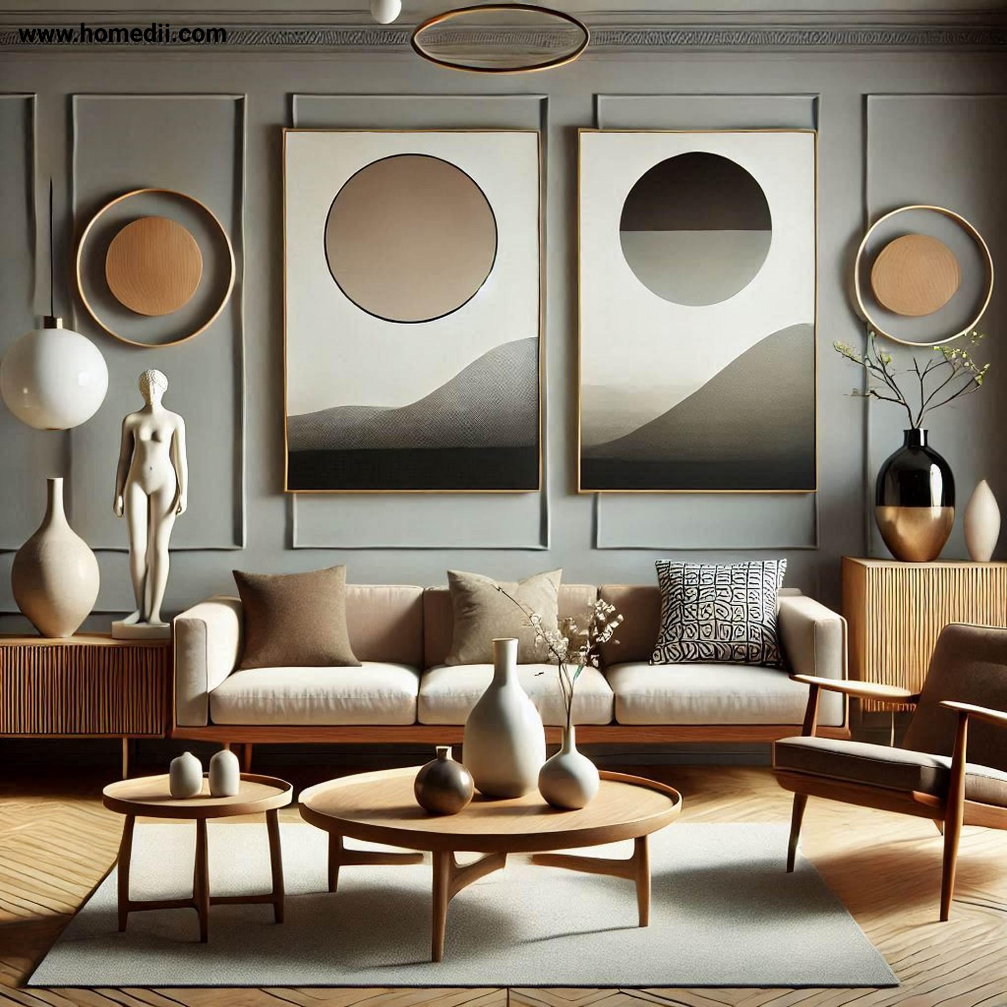 Mid Century Living Room - Mix Modern And Vintage with Vases,Sculptures,Mid-Century Antiques!