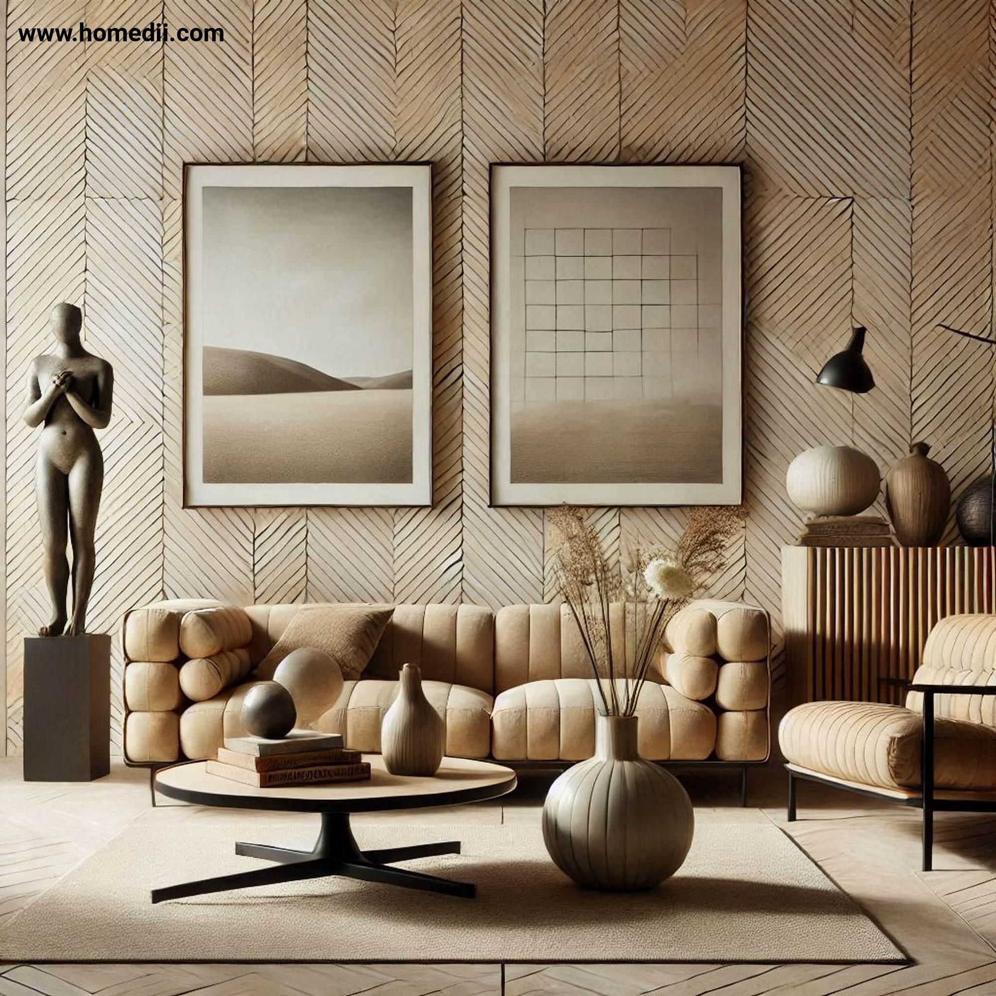 Mid Century Living Room - Mix Modern And Vintage with Vases,Sculptures,Mid-Century Antiques!