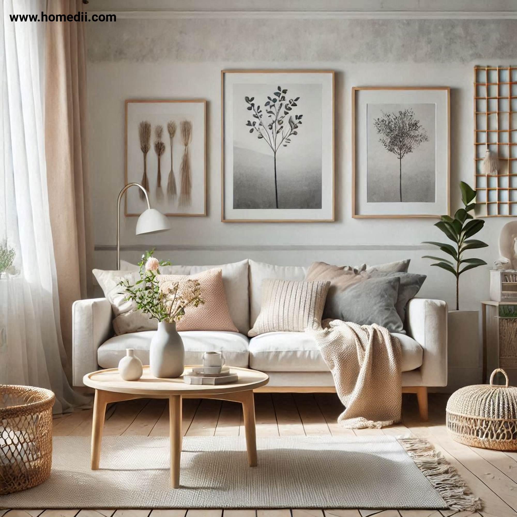 Scandinavian Living Toom - Embrace A Neutral Color Palette with Color Palette, Whites, Greys, Beiges, Pastels, Natural Light, Texture!