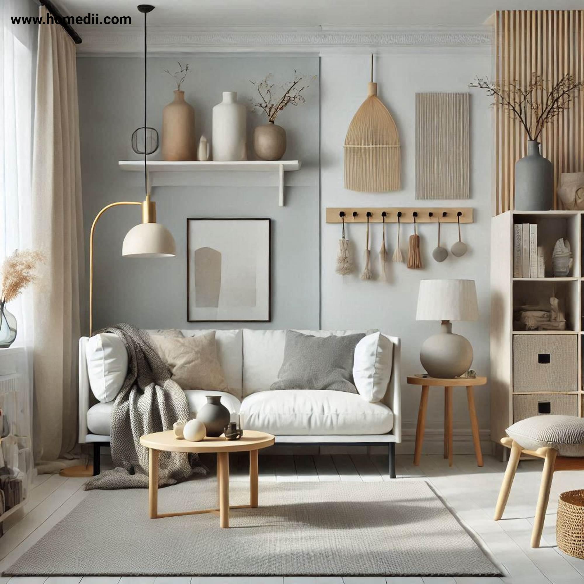 Scandinavian Living Toom - Embrace A Neutral Color Palette with Color Palette, Whites, Greys, Beiges, Pastels, Natural Light, Texture!