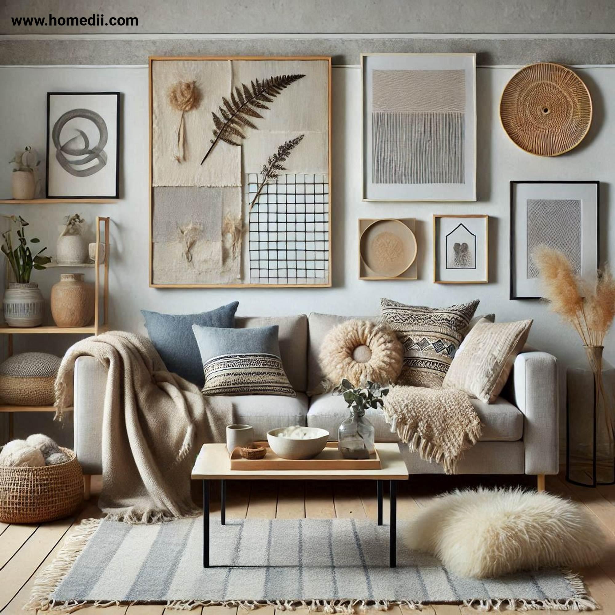 Scandinavian Living Toom - Incorporate Cozy Textiles with Textiles, Throws, Rugs, Cushions, Wool, Sheepskin, Linen, Texture, Patterns!