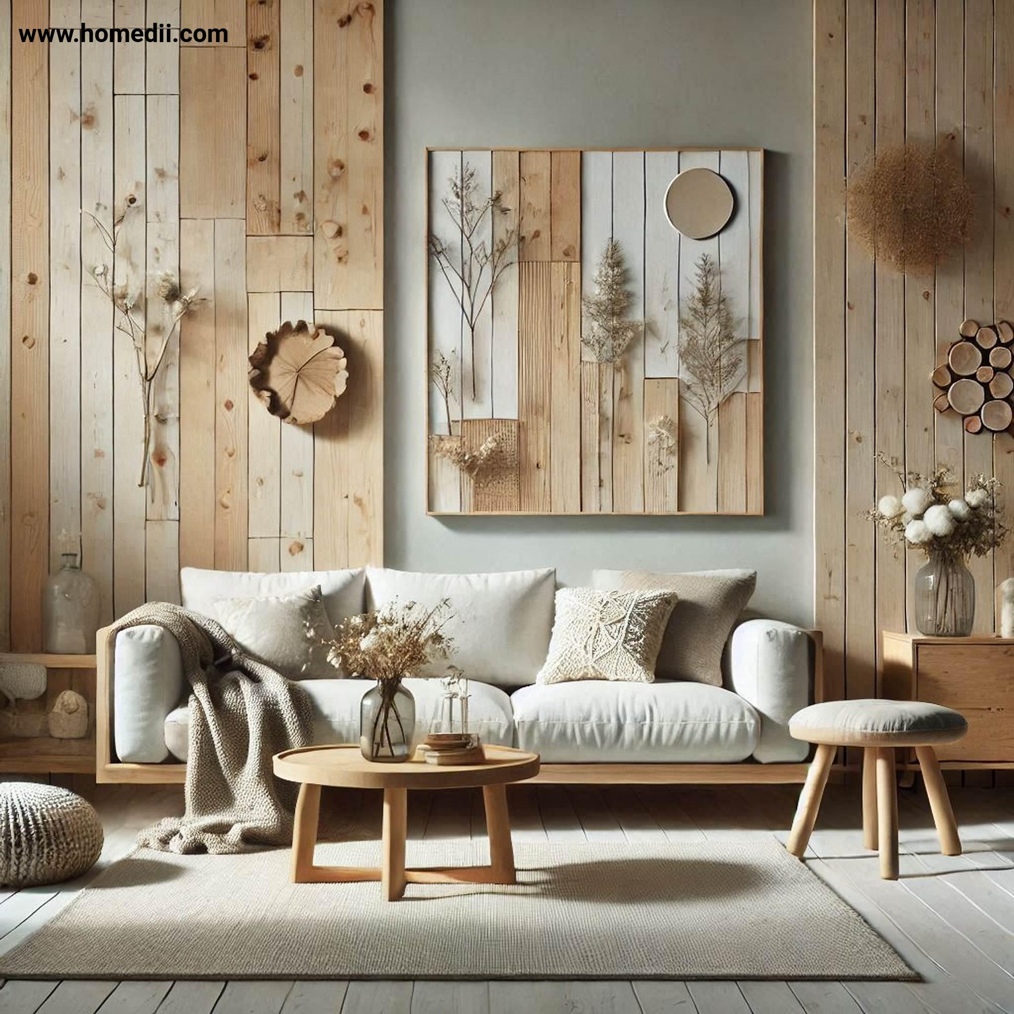 Scandinavian Living Toom - Prioritize Natural Materials with Wood, Birch, Pine, Oak, Wool, Linen, Cotton, Textiles, Sustainability!