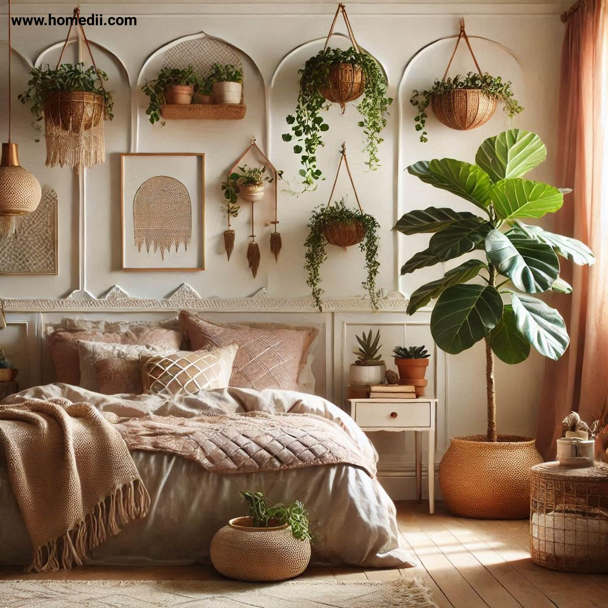 Bohemian Bedroom Tips - Bring In Lots Of Greenery with Potted Plants, Hanging Planters, Fiddle-Leaf Fig Tree!