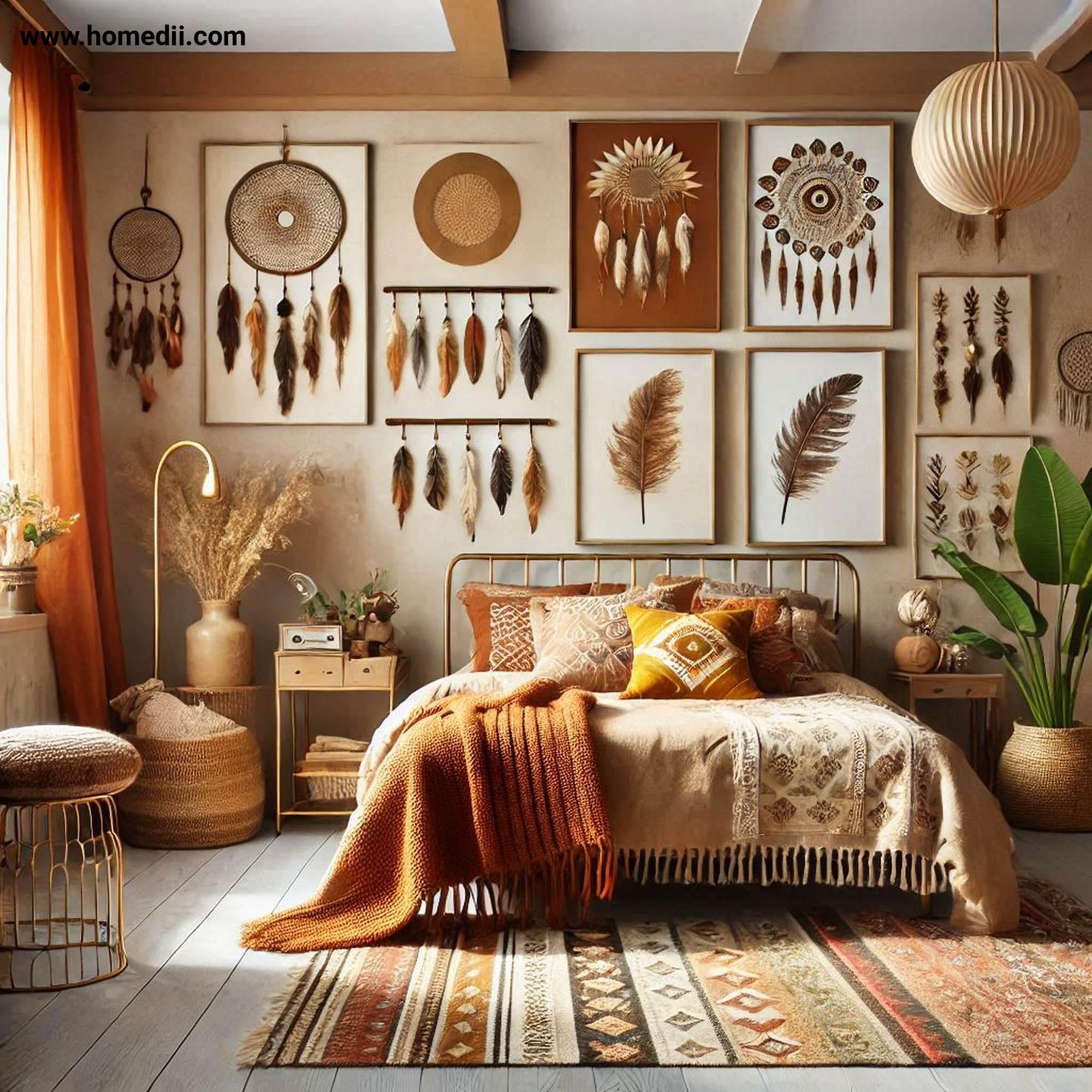 Bohemian Bedroom Tips - Embrace Earthy And Warm Colors with Terracotta, Mustard Yellow, Deep Greens, Warm Browns, Neutral Shades!