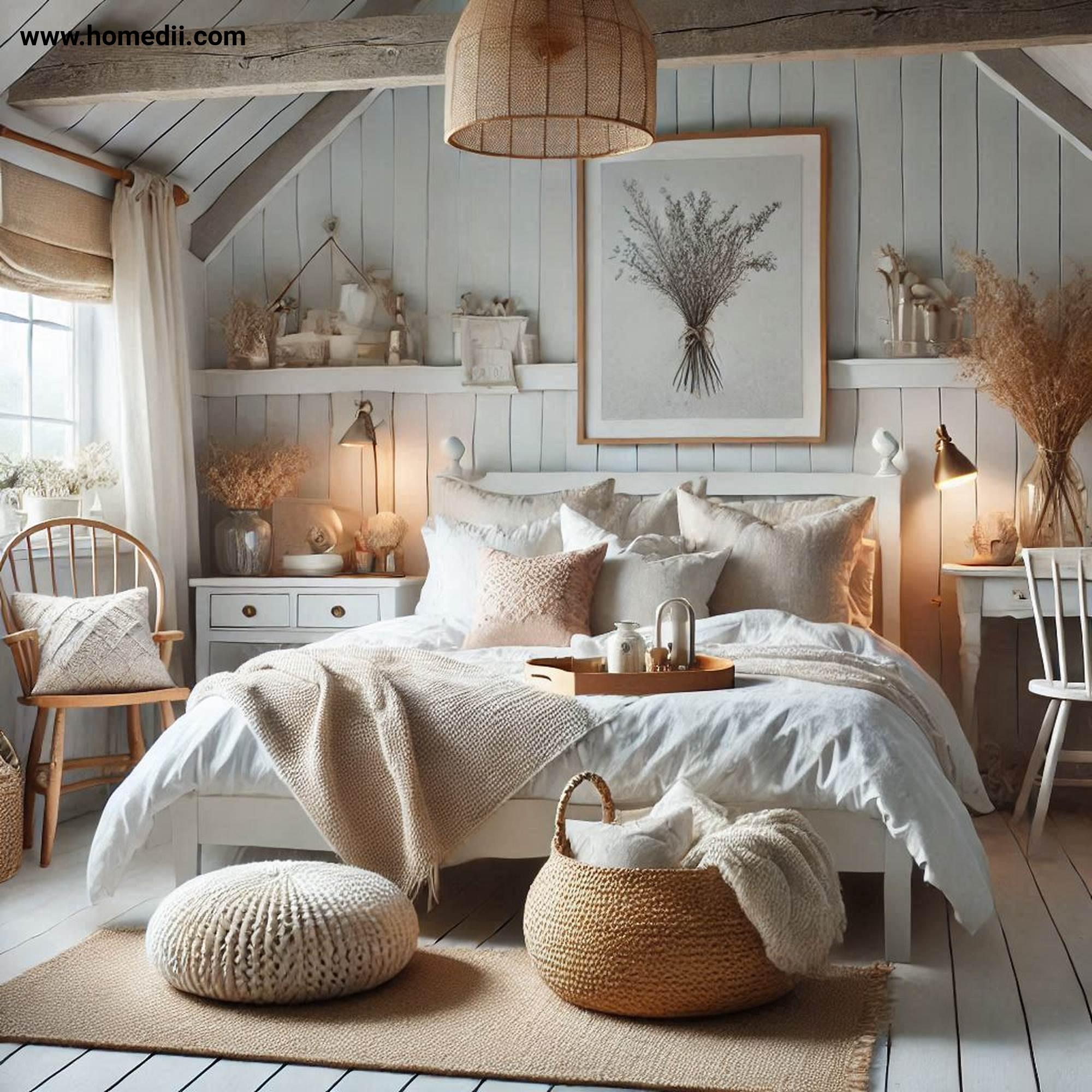 Farmhouse Bedroom Tips - Add Cozy Layered Textiles with Soft Linens, Chunky Knit Throws, Plush Cushions!