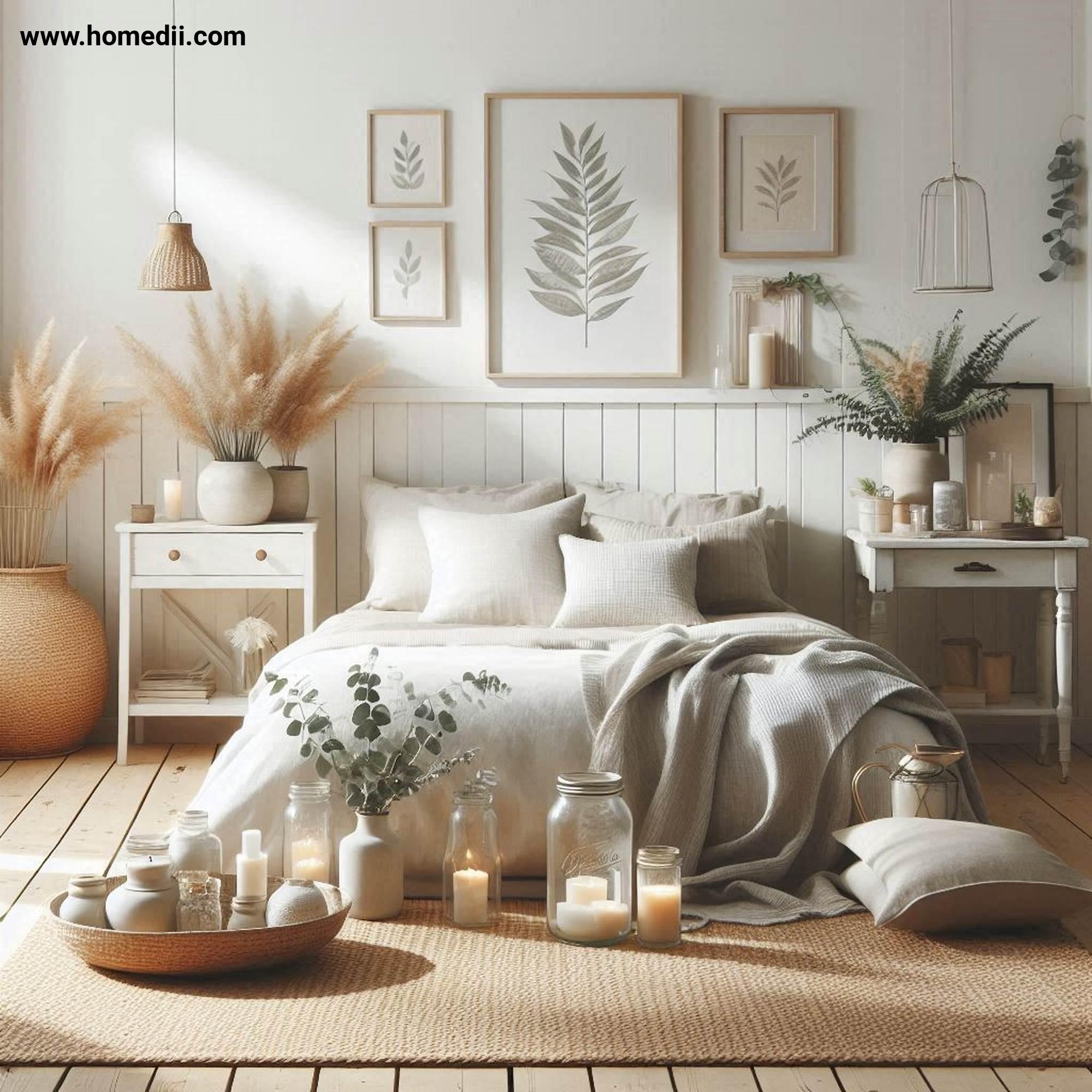 Farmhouse Bedroom Tips - Bring In Greenery with Potted Plants, Fresh Flowers, Eucalyptus Stems, Mason Jars!