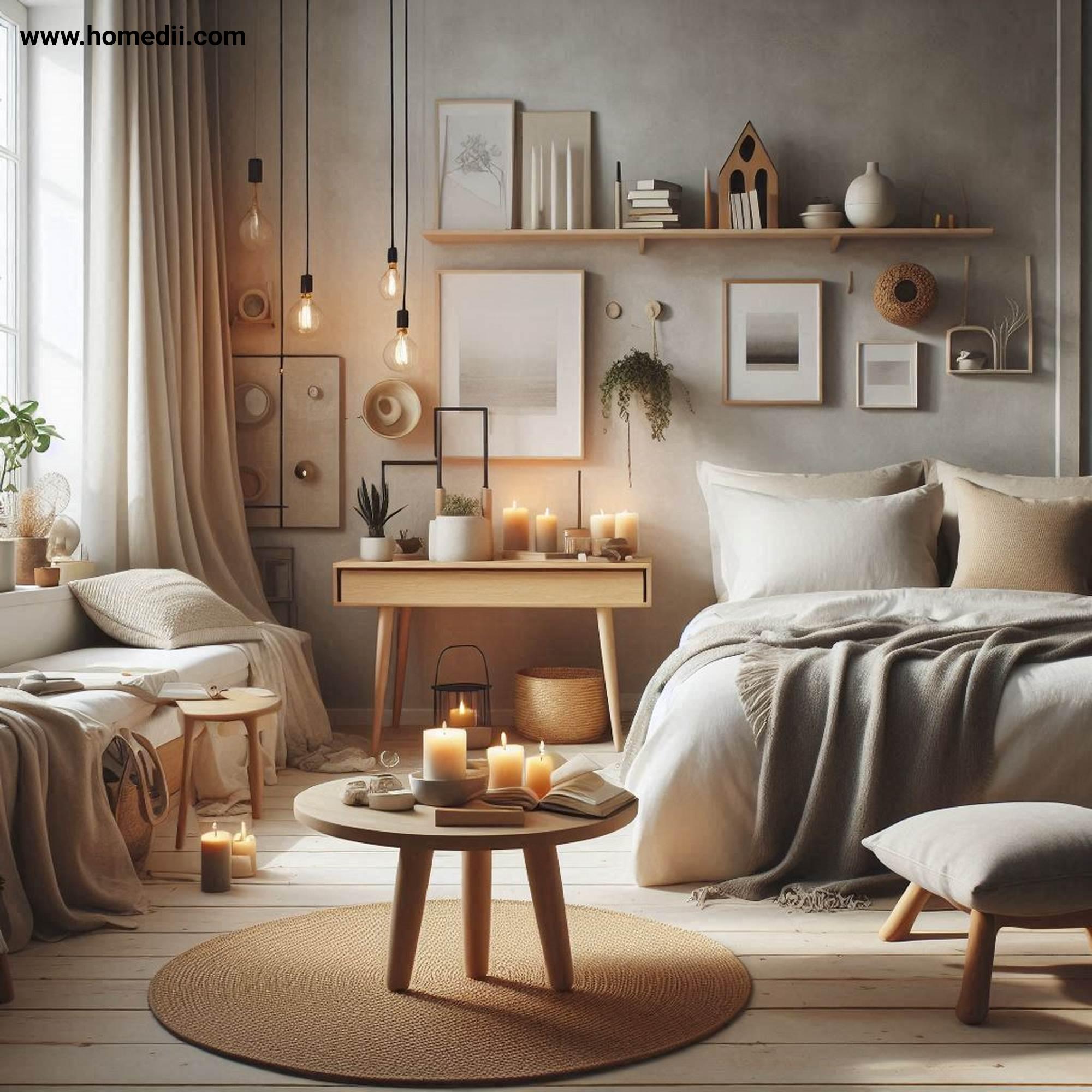 Scandinavian Bedroom - Create A Sense Of Hygge with Candles, Soft Blankets, Reading Nook!