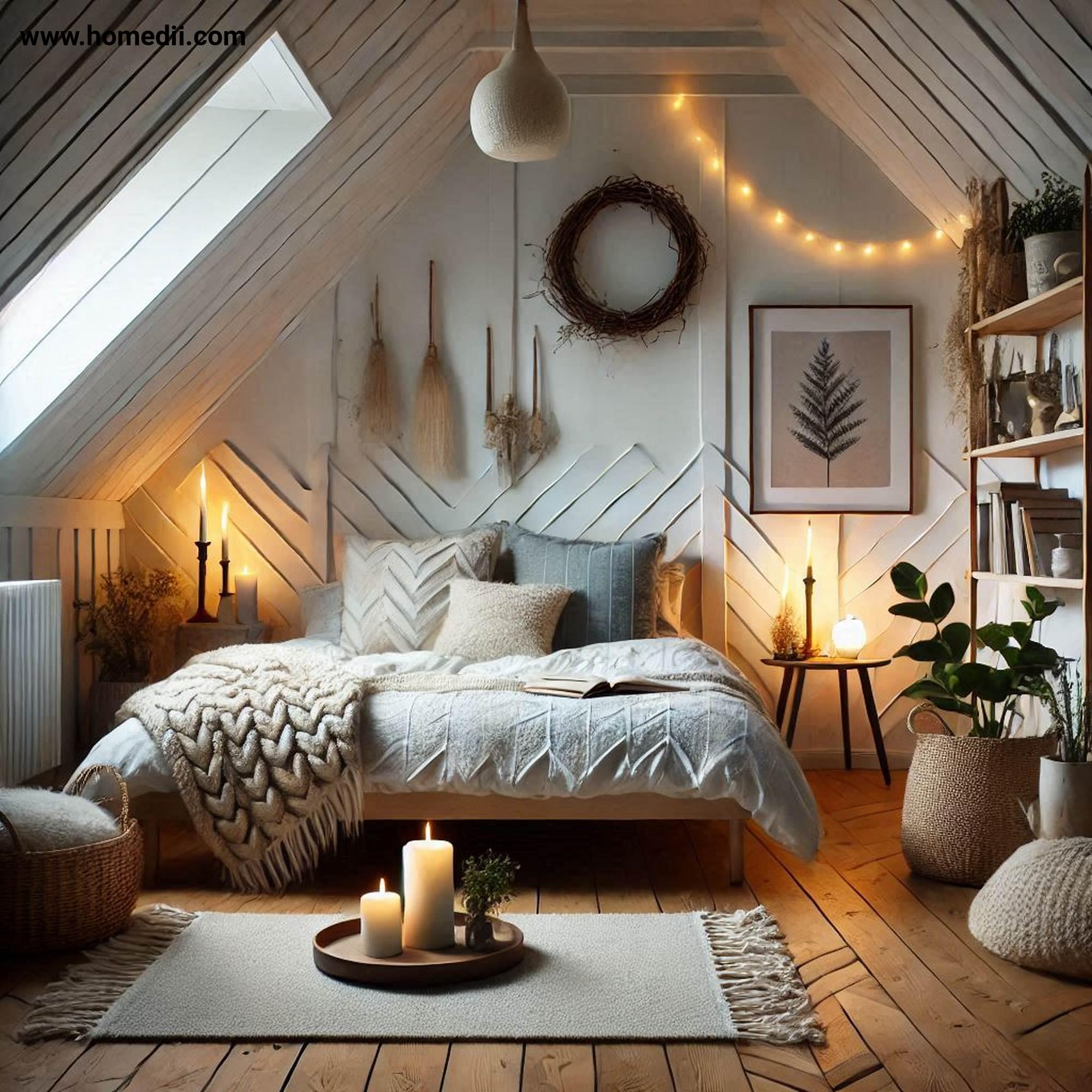 Scandinavian Bedroom - Create A Sense Of Hygge with Candles, Soft Blankets, Reading Nook!