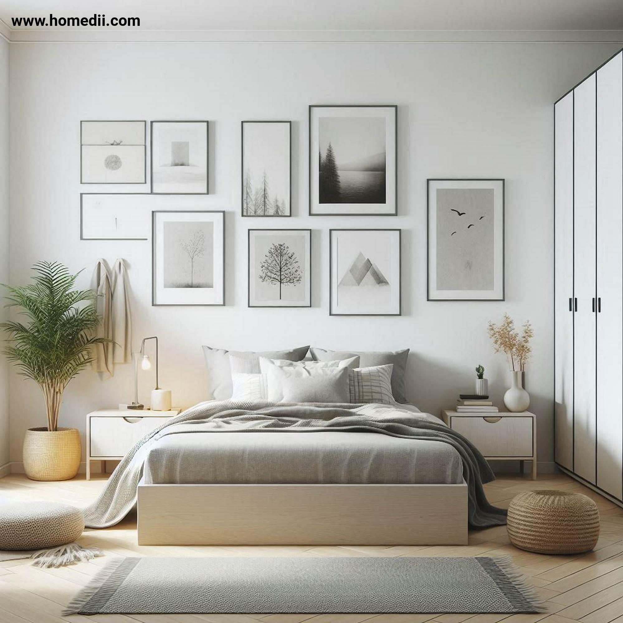 Scandinavian Bedroom - Focus On Functional Furniture with Platform Bed, Minimalist Nightstands, Sleek Wardrobe, Smart Storage!