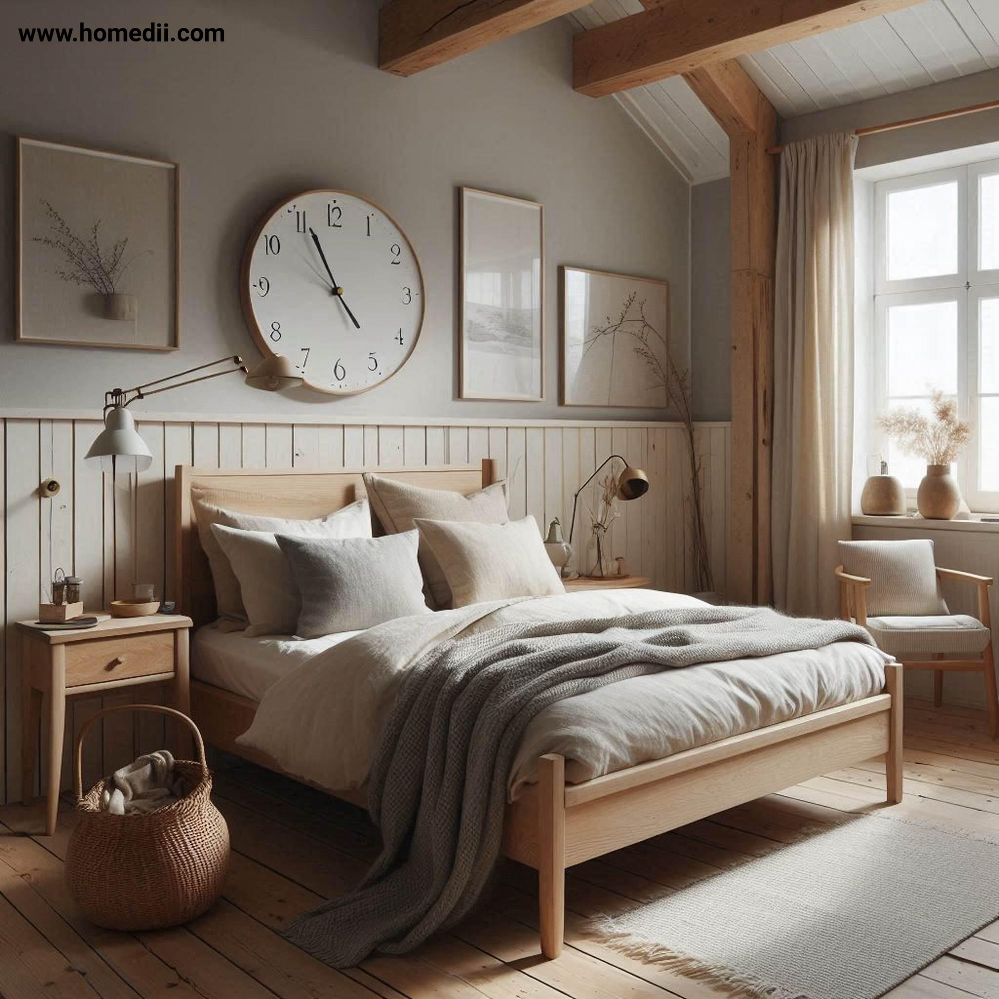 Scandinavian Bedroom - Incorporate Natural Materials with Wooden Furniture, Linen Bedding, Woolen Throws!