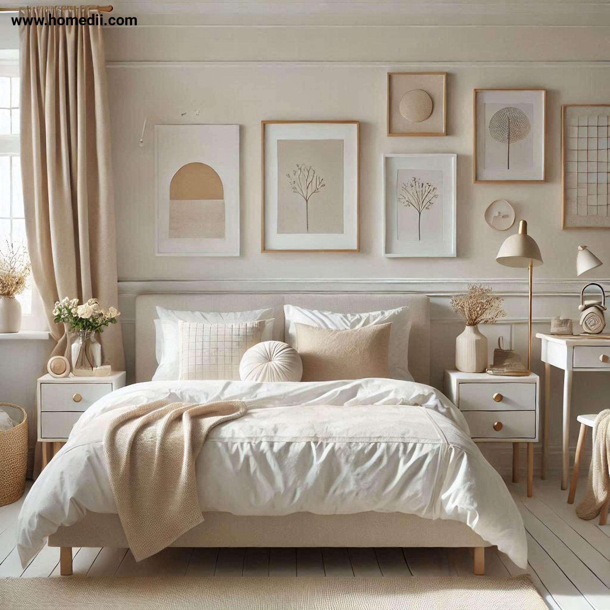 Scandinavian Bedroom - Start With A Neutral Color Palette with White, Beige, Light Gray, Soft Pastels!