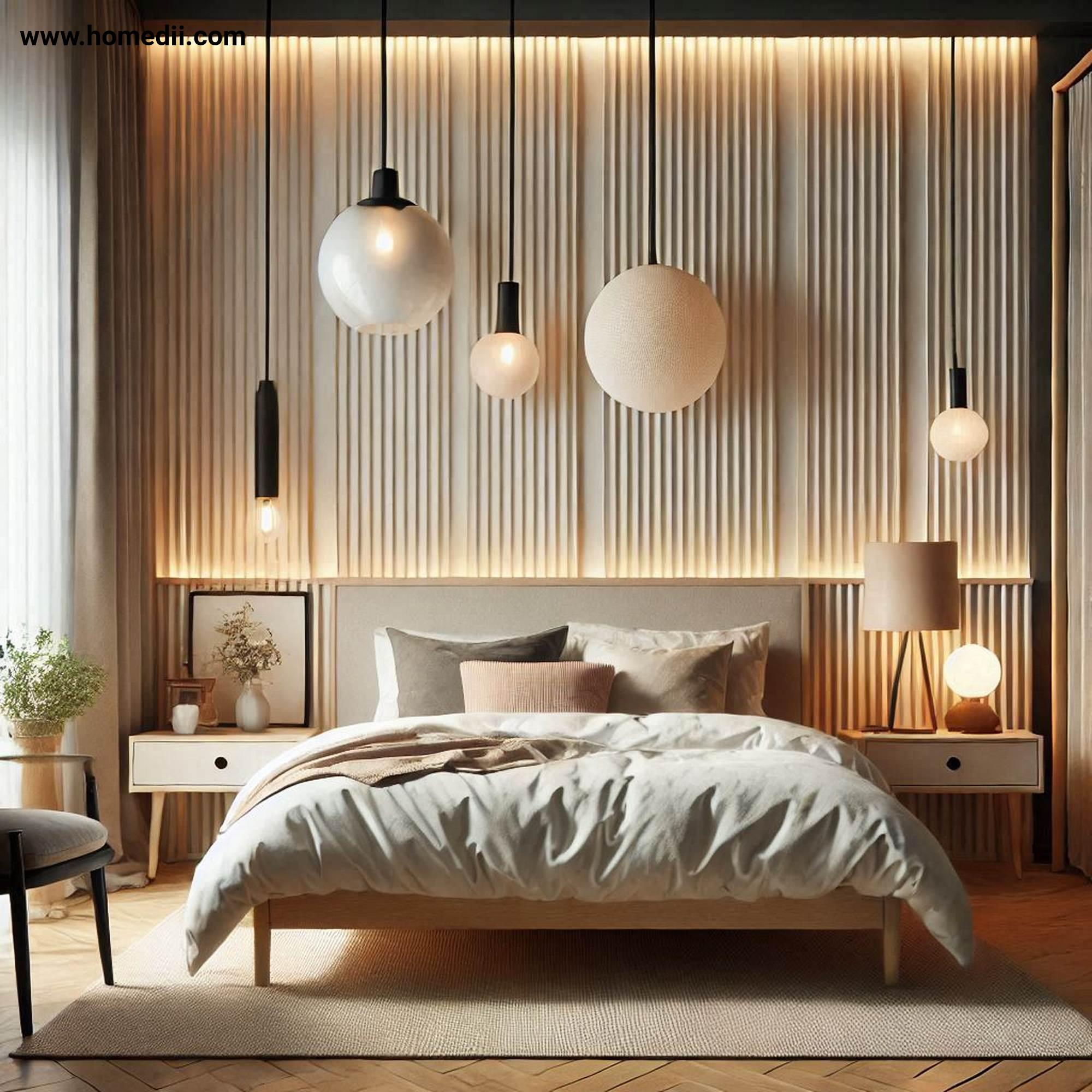 Scandinavian Bedroom - Use Statement Lighting with Pendant Lights, Bedside Sconces, Warm-Toned Lamps!