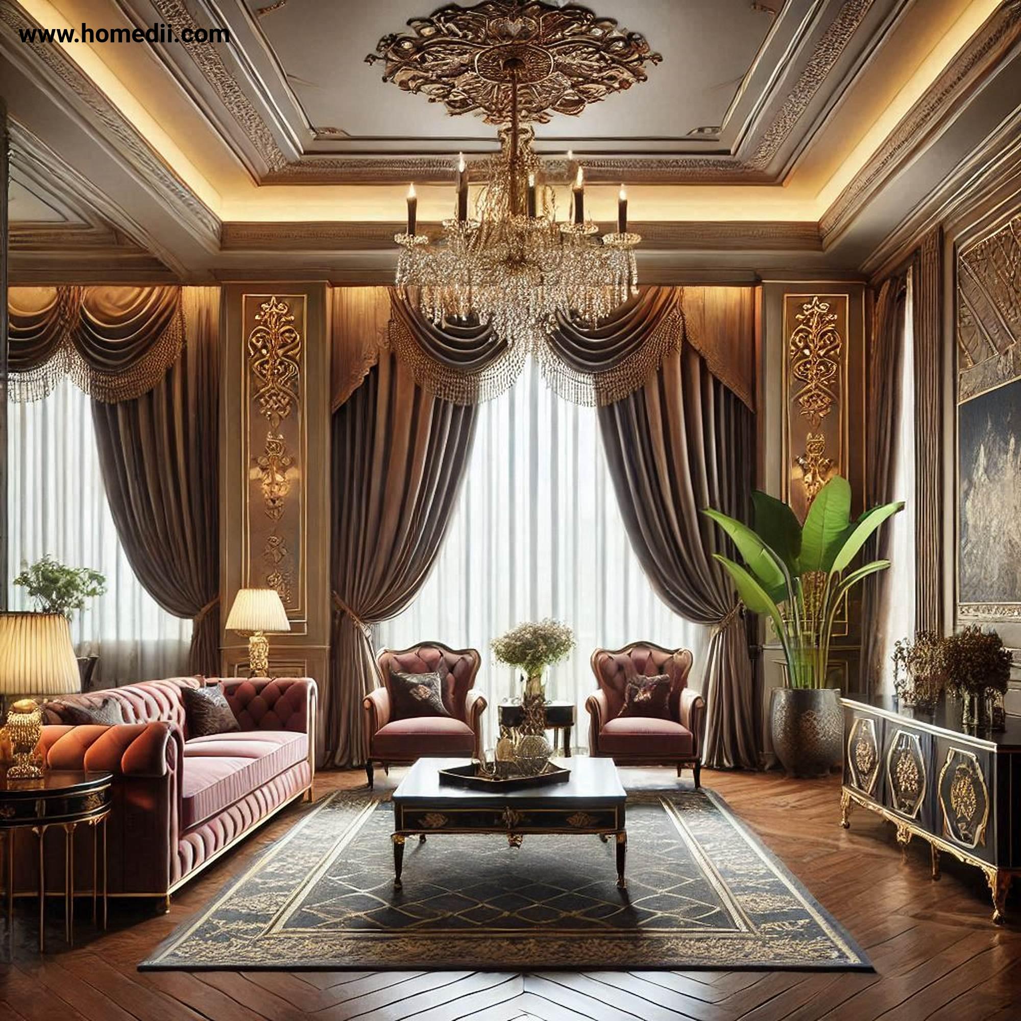 Traditional Living Room - Add Elegant Window Treatments with Heavy Drapes, Valances, Floor-Length Curtains, Velvet, Brocade!