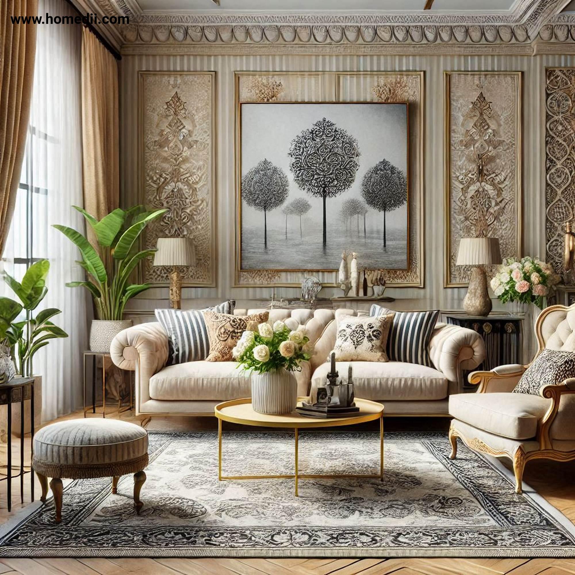 Traditional Living Room - Incorporate Classic Patterns with Damask, Floral Prints, Stripes, Upholstery, Rugs!