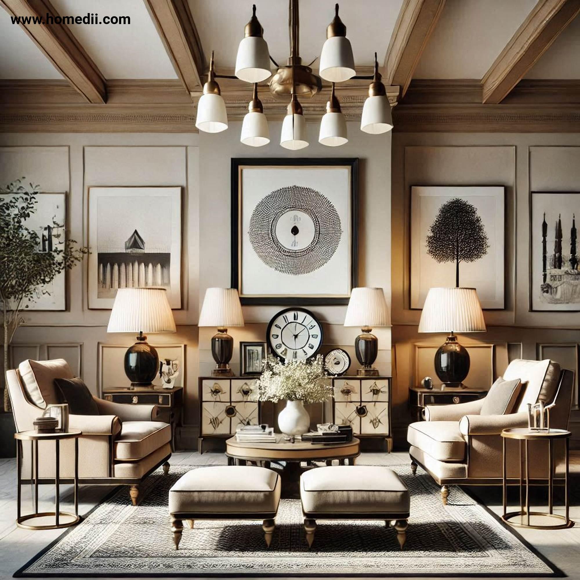 Traditional Living Room - Incorporate Symmetry In Design with Matching Armchairs, Identical Table Lamps, Symmetrical Layout!